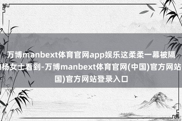 万博manbext体育官网app娱乐这柔柔一幕被隔壁楼上的杨女士看到-万博manbext体育官网(中国)官方网站登录入口